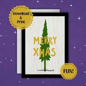 Cartão de Natal Divertido | Arte em Moldura | Arte de Parede. 5x7. Para Imprimir. Download Digital. Feliz Natal, Moderno, Simples, Único, Feliz