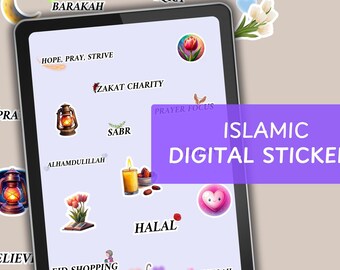 Islamic Stickers for Muslim Planner, Islamic Gifts, Digital Ramadan Stickers, Ramadan Gift for Journals and Calendars, Goodnotes Stickers