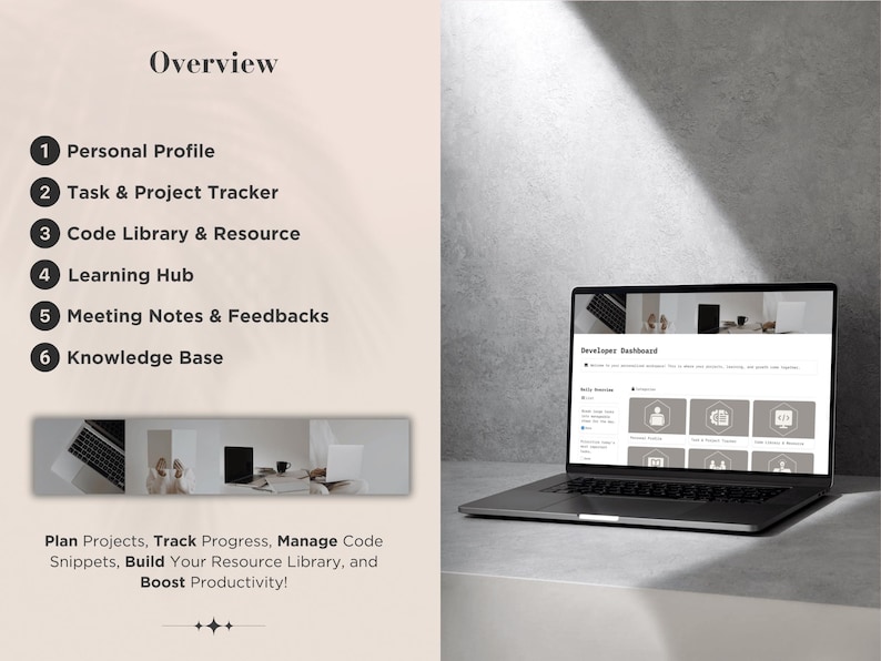 Developer Planner Notion Template, Project Management Dashboard, Task ...