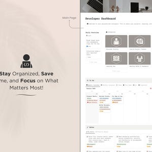 Developer Planner Notion Template, Project Management Dashboard, Task ...