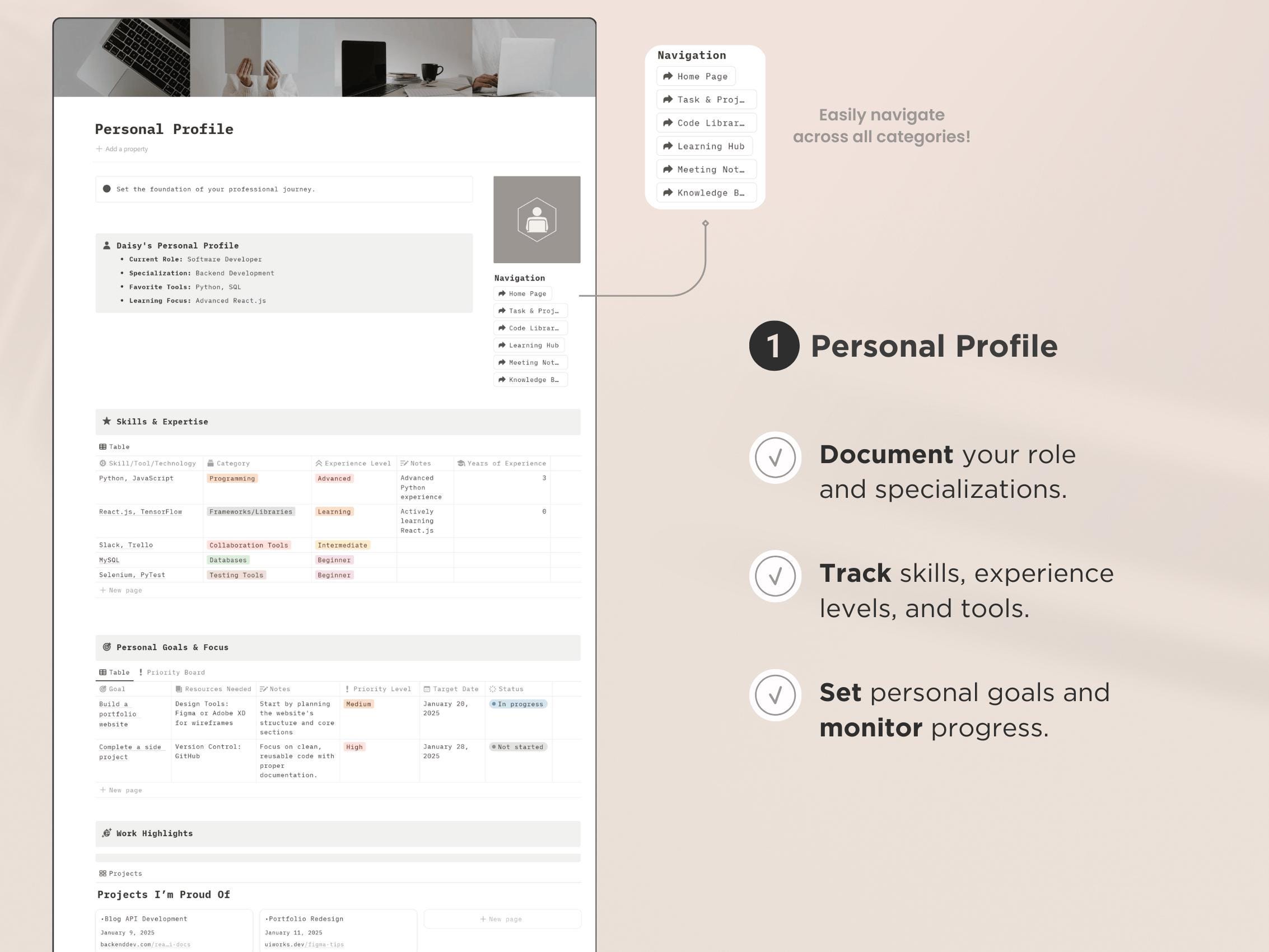 Developer Planner Notion Template, Project Management Dashboard, Task ...