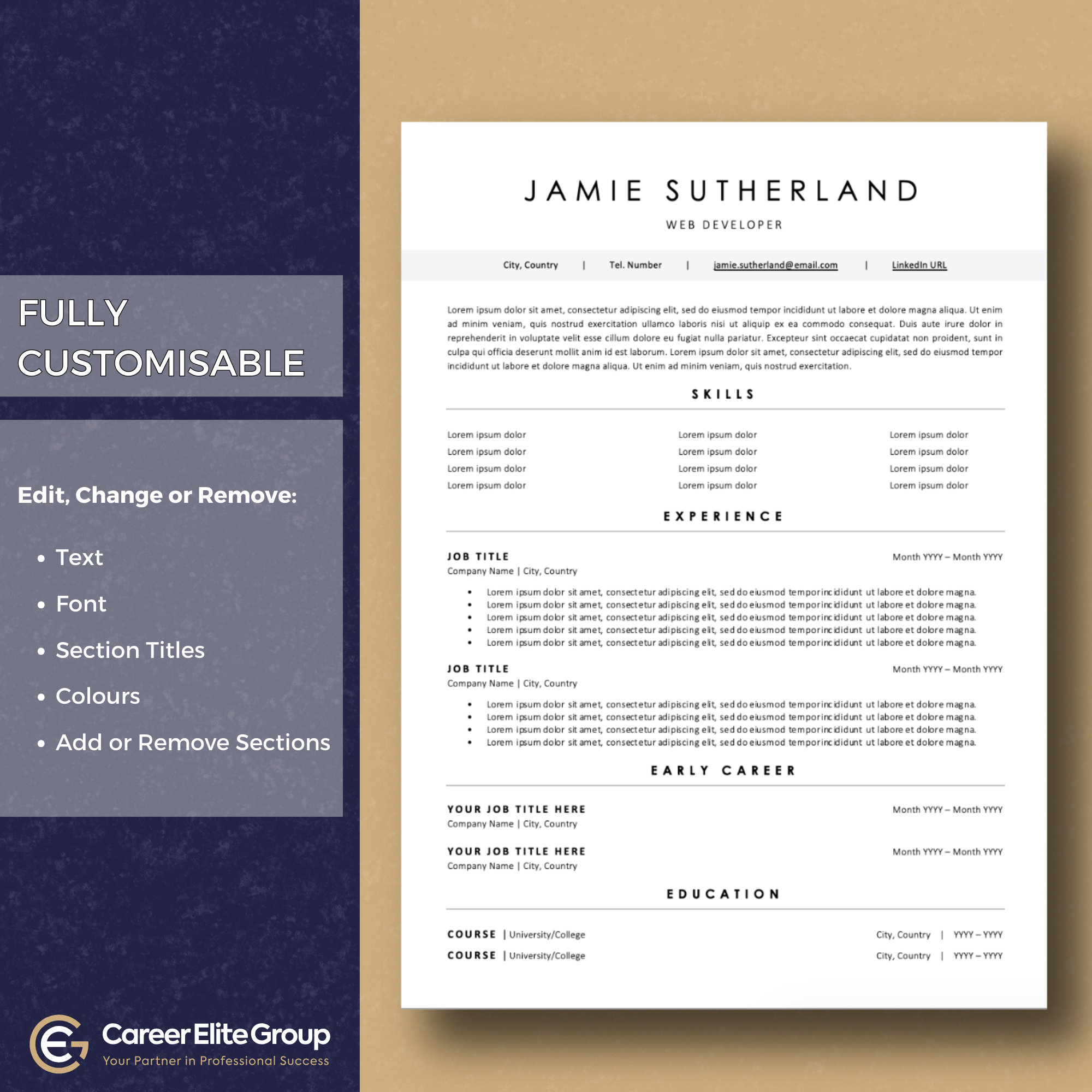 Professional CV Design Template for Word CV Templates Cv - Etsy