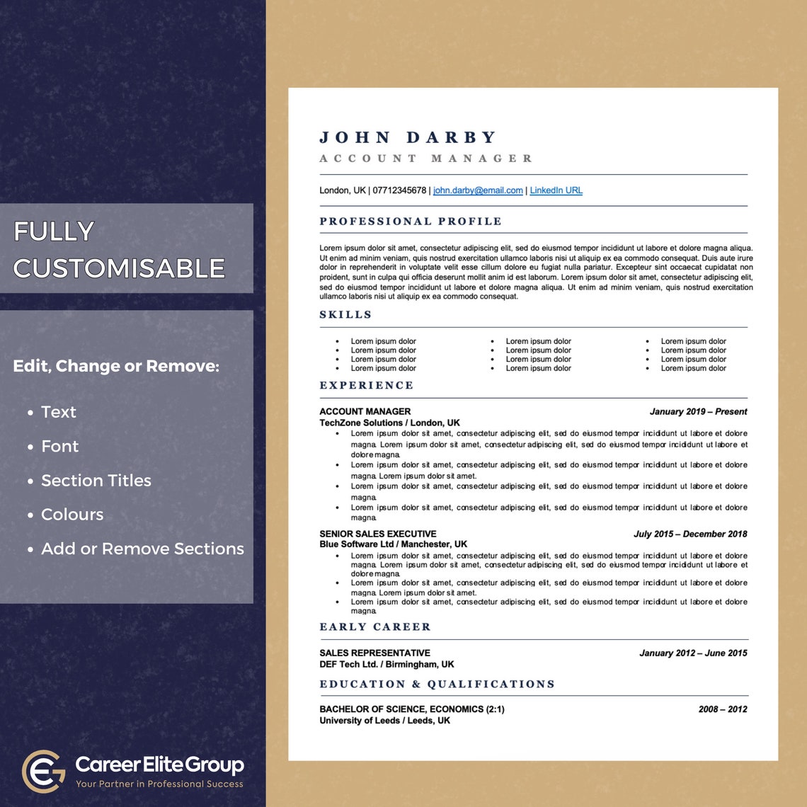 ATS Friendly CV Template for Microsoft Word, Cv and Cover Letter ...
