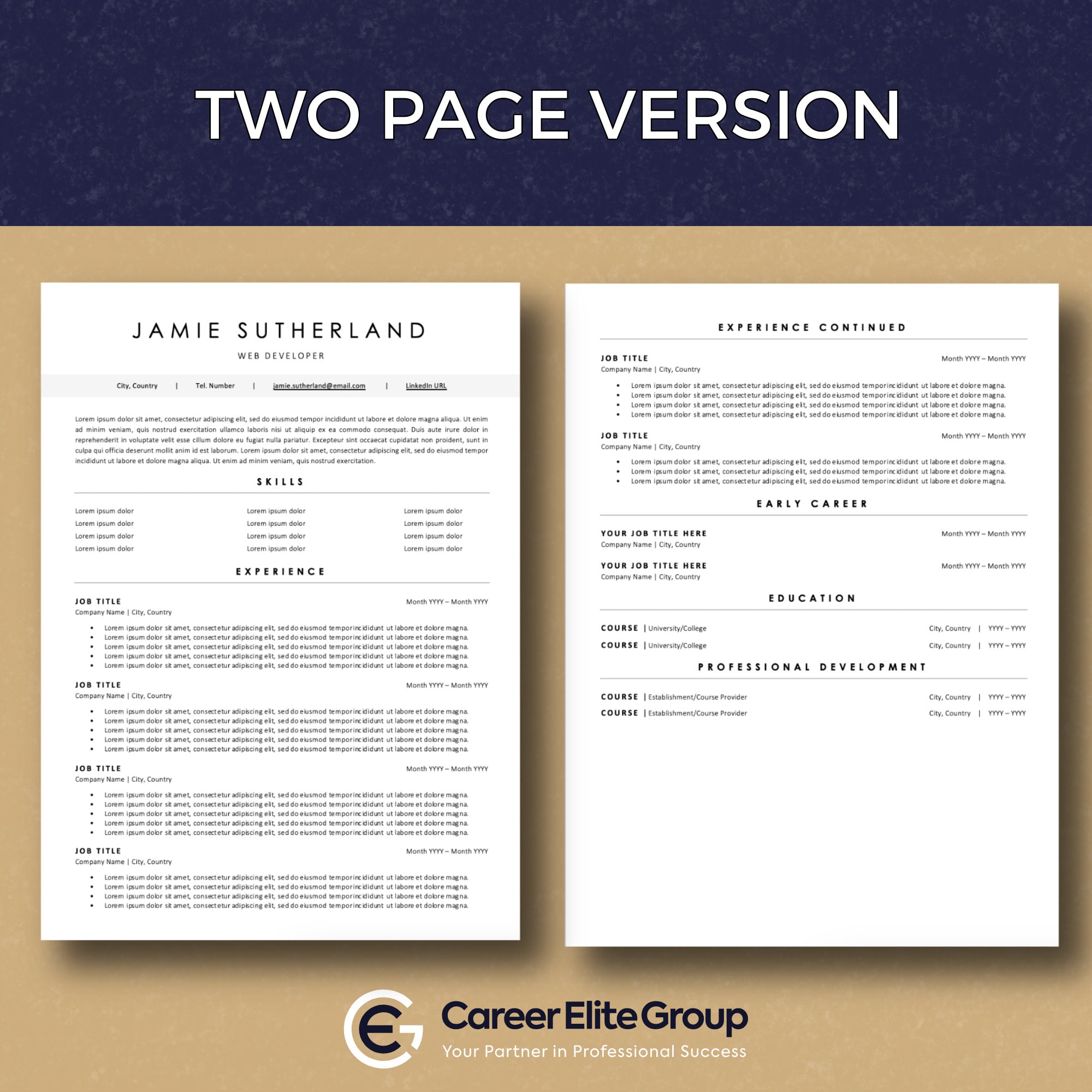 Professional CV Design Template for Word CV Templates Cv - Etsy