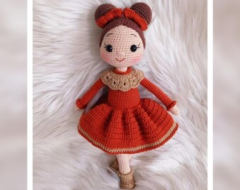 Handmade Organic Yarn Crochet Doll, Charming and Eco-Friendly Amigurumi Toy - Machine Washable - Knitted Doll