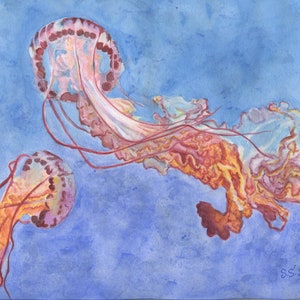 Two Jellies Original Watercolor Painting