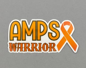 AMPS Warrior with Ribbon Sticker: Amplified Musculoskeletal Pain Syndrome - Water Resistant