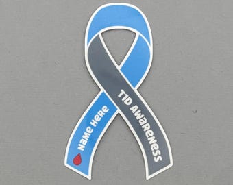T1D Awareness Custom Ribbon Sticker or Magnet | Type 1 Diabetes | Water Resistant Sticker