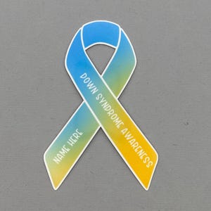Down Syndrome Awareness Custom Ribbon Sticker | Down Syndrome Sticker | Down Syndrome Awareness | Water Resistant Sticker