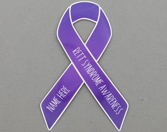 Rett Syndrome Awareness Custom Ribbon Sticker or Magnet | Water Resistant Sticker