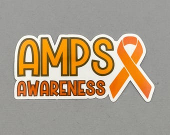 AMPS Awareness with Ribbon Sticker: Amplified Musculoskeletal Pain Syndrome - Water Resistant