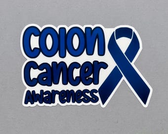 Colon Cancer Awareness with Ribbon Sticker | Colon Cancer Sticker | Colon Cancer Awareness | Water Resistant Sticker