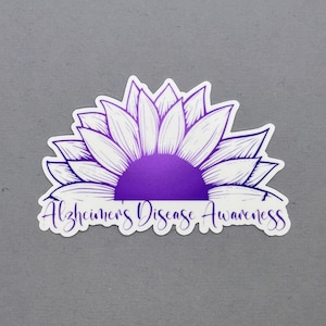 Alzheimer&#39;s Disease Awareness Sunflower Sticker | Alzheimer&#39;s Disease Awareness | Alzheimer&#39;s Disease Sticker | Water Resistant Sticker