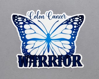 Colon Cancer Warrior Butterfly Sticker | Colon Cancer Sticker | Colon Cancer Awareness | Water Resistant Sticker