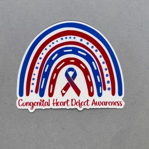 Congenital Heart Defect Awareness Rainbow Sticker | Congenital Heart Defect Awareness | CHD Awareness Sticker | Water Resistant Sticker