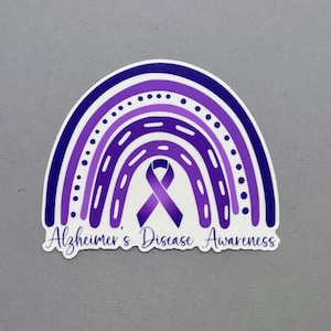 Alzheimer&#39;s Disease Awareness Rainbow Sticker | Alzheimer&#39;s Disease Awareness | Alzheimer&#39;s Disease Sticker | Water Resistant Sticker
