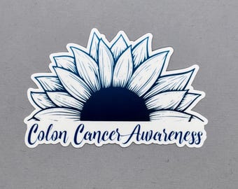 Colon Cancer Awareness Sunflower Sticker | Colon Cancer Sticker | Colon Cancer Awareness | Water Resistant Sticker