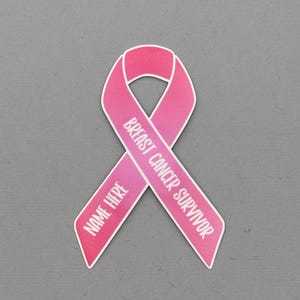 Breast Cancer Survivor Custom Ribbon Sticker | Breast Cancer Sticker | Breast Cancer | Breast Cancer Awareness | Water Resistant Sticker