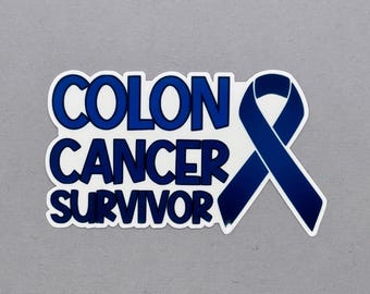 Colon Cancer Survivor with Ribbon Sticker | Colon Cancer Sticker | Colon Cancer Awareness | Water Resistant Sticker