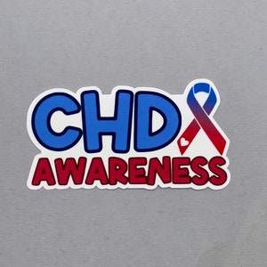CHD Awareness with Ribbon Sticker | Congenital Heart Defect Awareness | CHD Awareness Sticker | Heart Defect | Water Resistant Sticker