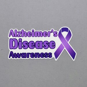 Alzheimer's Disease Awareness with Ribbon Sticker | Alzheimer's Disease Awareness | Alzheimer's Disease Sticker | Water Resistant Sticker