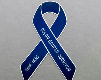 Colon Cancer Survivor Custom Ribbon Sticker | Skin Cancer Sticker | Skin Cancer | Water Resistant Sticker