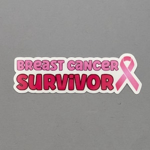 Breast Cancer Survivor with Ribbon Sticker | Breast Cancer Sticker | Breast Cancer Awareness | Water Resistant Sticker