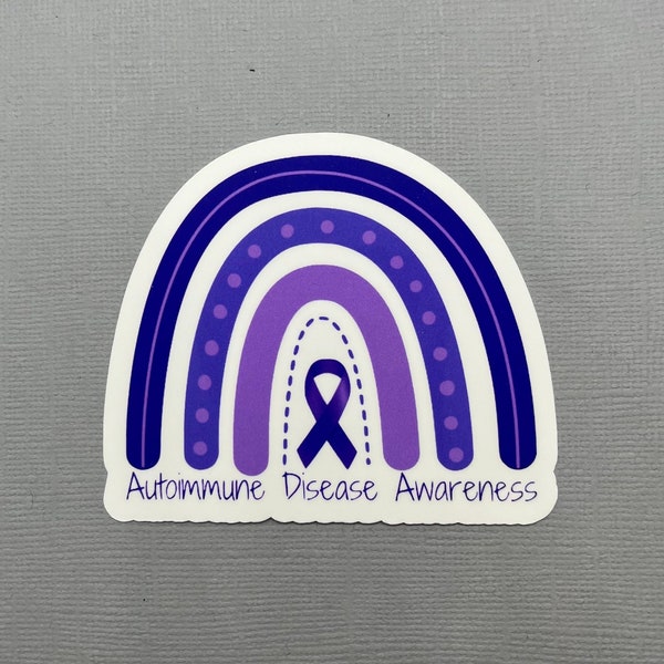 Autoimmune Disease Awareness Purple Rainbow Sticker | Autoimmune Disease Sticker | Autoimmune Disease Awareness | Water Resistant Sticker