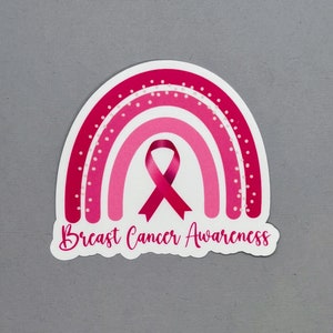 Breast Cancer Awareness Rainbow Sticker | Breast Cancer Sticker | Breast Cancer Awareness | Water Resistant Sticker