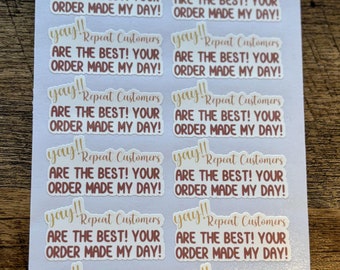 Repeat Customer - Packaging Stickers - 12 stickers | Small Business | Thank you Stickers | Packaging Stickers | Shipping Stickers