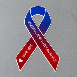 Congenital Heart Defect Awareness Custom Ribbon Sticker | CHD Awareness Sticker | CHD Sticker | CHD Awareness | Water Resistant Sticker