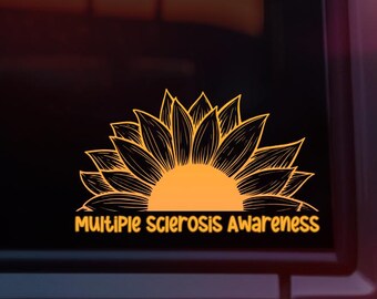 Multiple Sclerosis Awareness Sunflower Car Decal | Multiple Sclerosis Decal | Multiple Sclerosis Awareness Car Decal | UV & Waterproof Decal