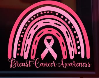 Breast Cancer Awareness Rainbow Car Decal | Breast Cancer Decal | Breast Cancer Awareness | UV & Waterproof Decal