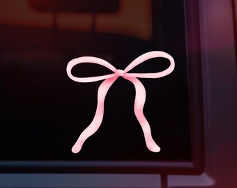 Pink Thin Bow Car Decal | Cute Bow Decal | Bow Car Decal | Pink Coquette Bow Car Decal | UV & Waterproof Decal