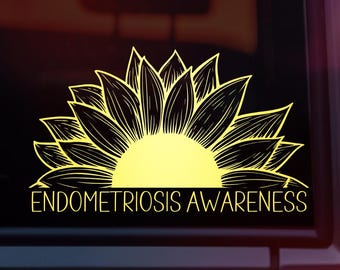 Endometriosis Awareness Sunflower Car Decal | Endometriosis Awareness | UV and Waterproof Decal