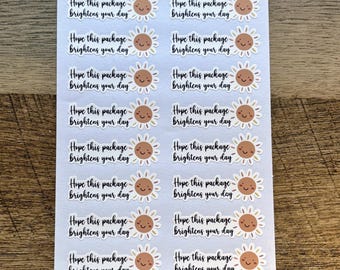 Hope this package brightens your day - Packaging Stickers - 16 stickers | Small Business | Thank you Stickers | Packaging Stickers