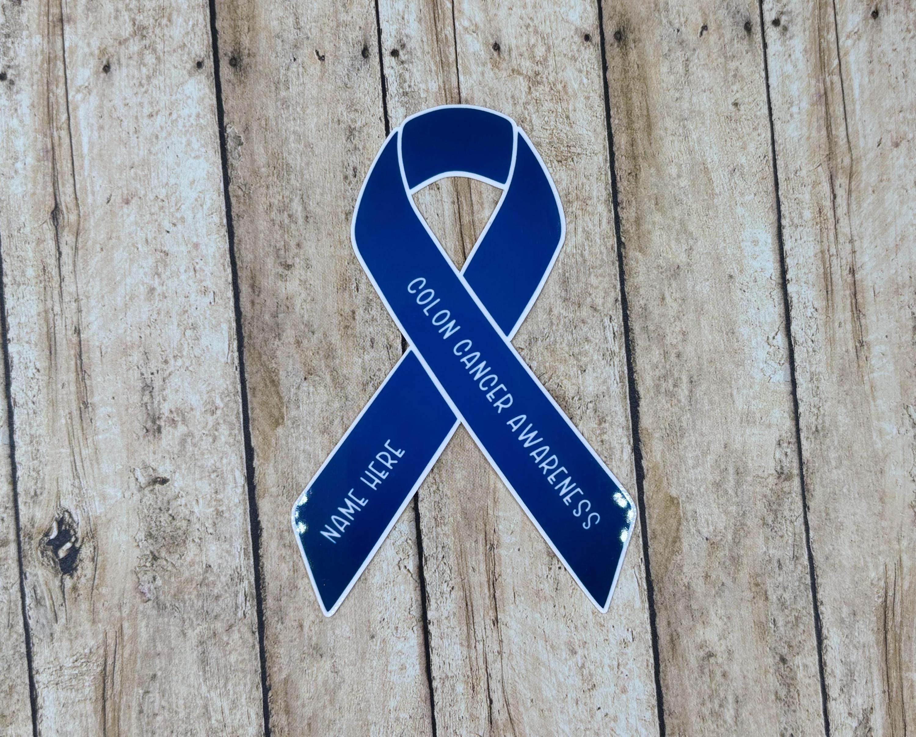 Colon Cancer Awareness Custom Ribbon Sticker | Colon Cancer Sticker ...