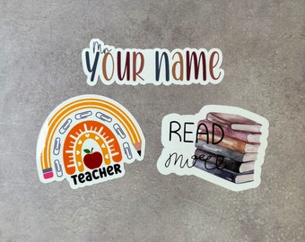 Teacher 3 pack Sticker Bundle with customizable name in Natural color | Teacher Gift | End of Year Gift | Teacher Appreciation Gift