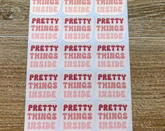 Pretty Things Inside - Pink - Packaging Stickers - 12 stickers | Small Business | Shipping Stickers | Packaging Stickers
