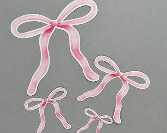 Pink Thin Bow Sticker Sets | Cute Bow Sticker | Bow Sticker | Pink Coquette Bow Sticker | Water Resistant Sticker