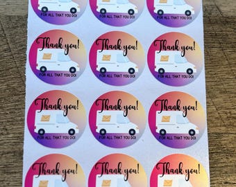 Thank you Mail Carrier Small Business Packaging Stickers - 12 stickers | Small Business | Thank you Postal Worker | Packaging Stickers