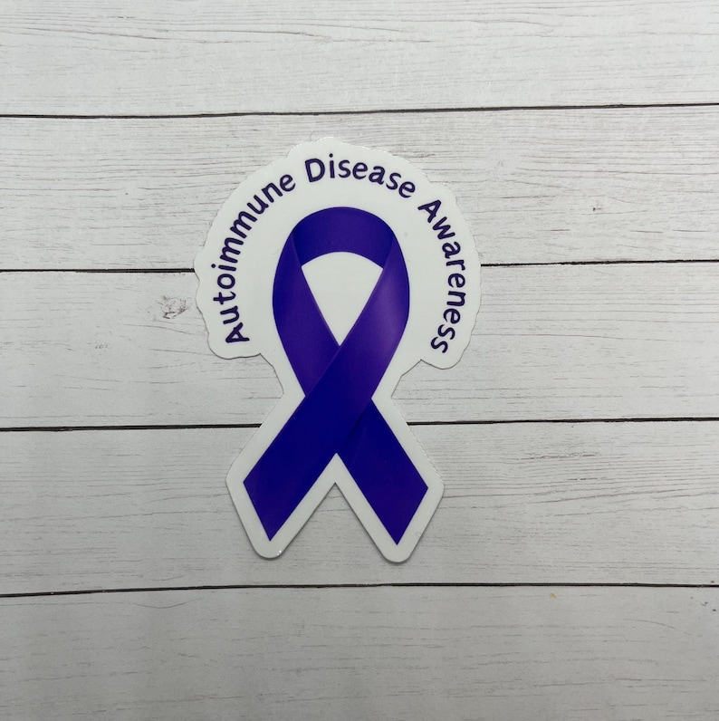 Autoimmune Disease Awareness Purple Ribbon Sticker | Autoimmune Disease ...