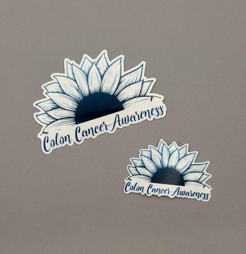 Colon Cancer Awareness Sunflower Sticker | Colon Cancer Sticker | Colon ...