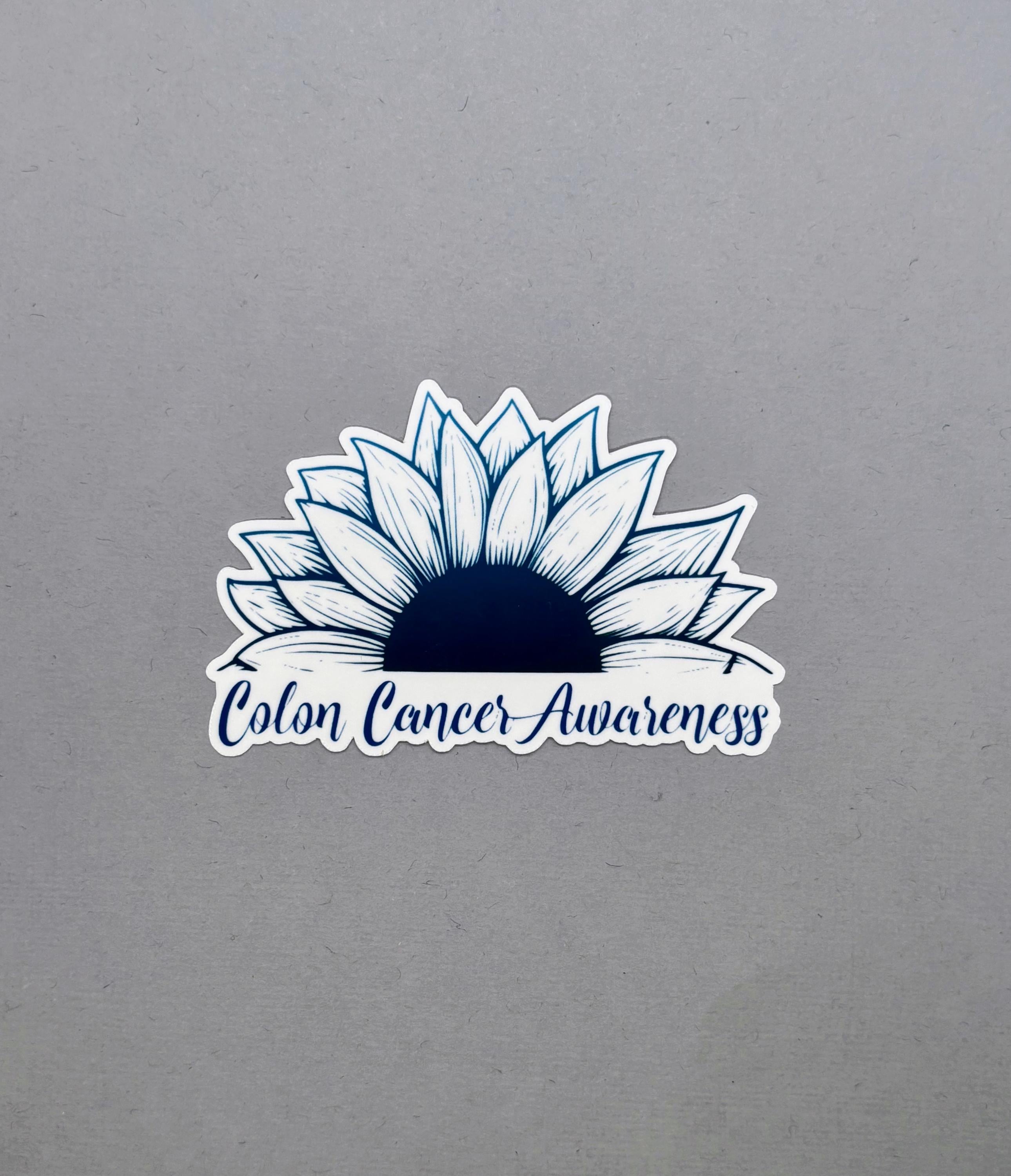 Colon Cancer Awareness Sunflower Sticker | Colon Cancer Sticker | Colon ...