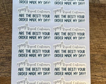 Repeat Customer - Packaging Stickers - 12 stickers | Small Business | Thank you Stickers | Packaging Stickers | Shipping Stickers