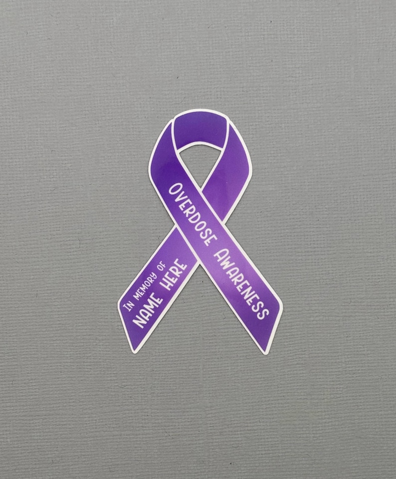 Overdose Ribbions Overdose Awareness Custom Ribbons Sticker | Overdose Awareness ...