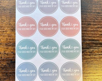 Thank you Your Order Made My Day Small Business Packaging Stickers - 12 stickers | Boho Assortment | Small Business | Packaging Stickers