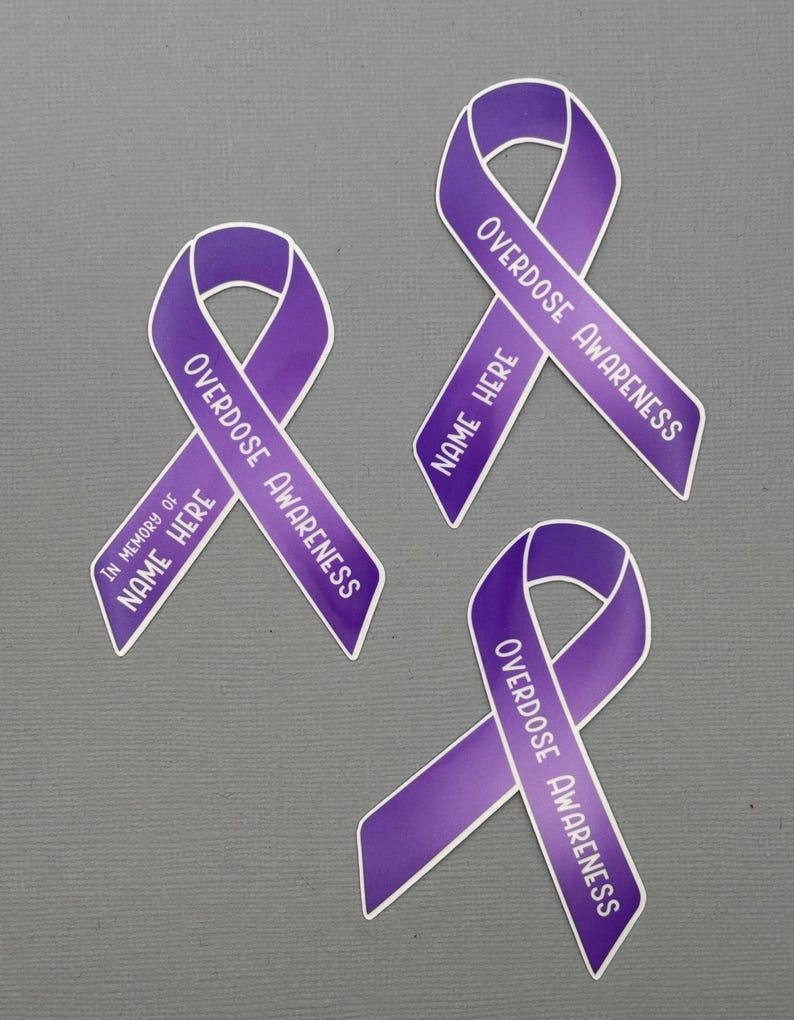 Overdose Ribbions Overdose Awareness Custom Ribbons Sticker | Overdose Awareness ...