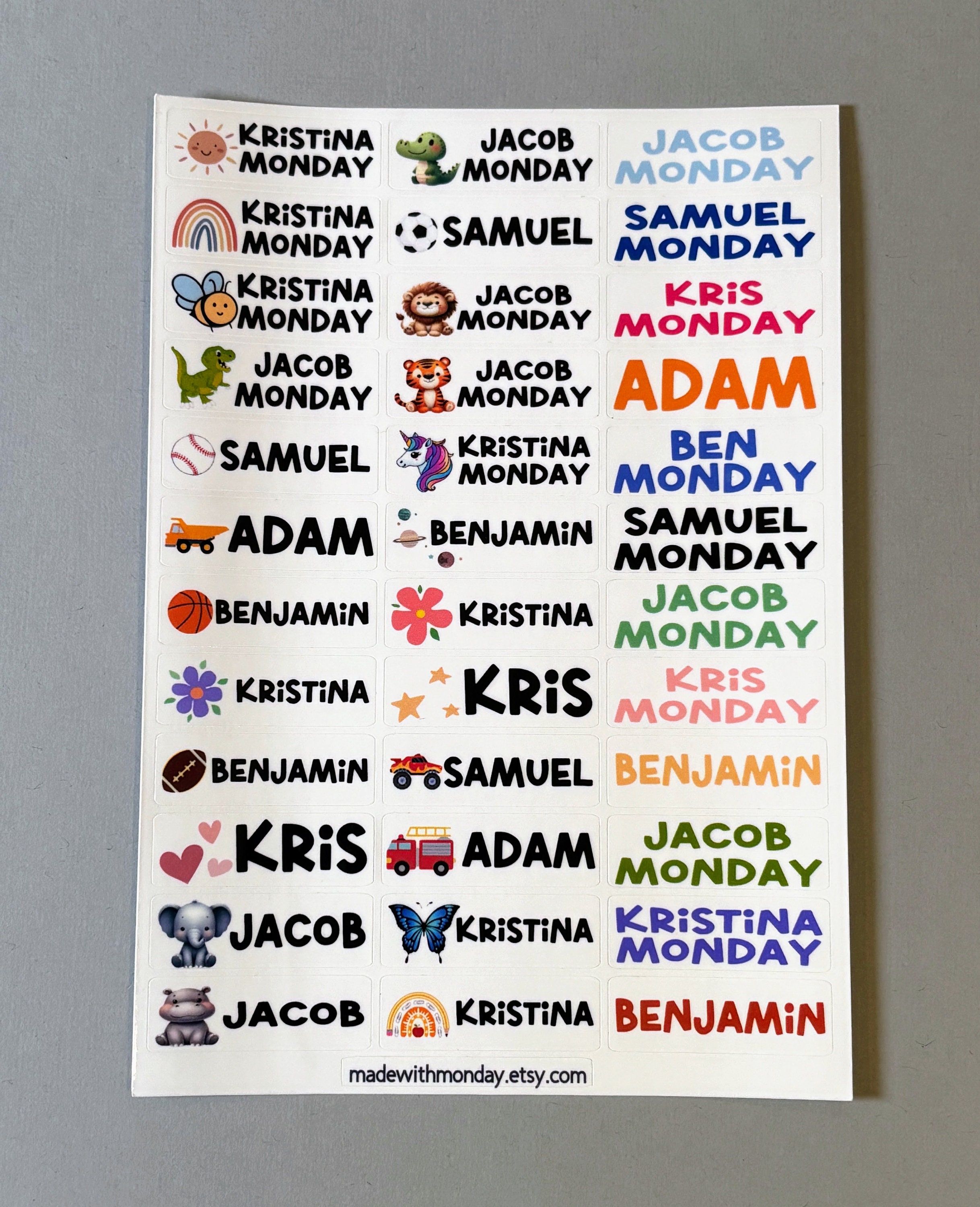 First Name Stickers Custom Name Stickers | 36 Stickers | School Labels | School Stickers ...