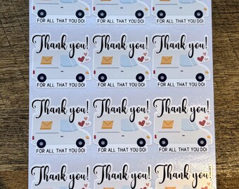 Thank you Mail Carrier Small Business Packaging Stickers - 12 stickers | Small Business | Thank you Postal Worker | Packaging Stickers